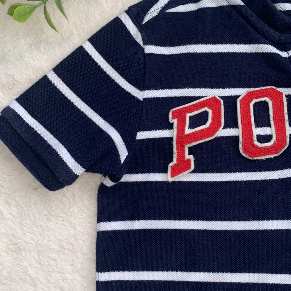 POLO Ralph Lauren Navy Blue & White Shirt 6 EUC - Picture 4 of 10